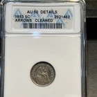1853 SEATED LIBERTY HALF DIME H10C ARROWS ANACS CERTIFIED AU 50 Details Cleaned
