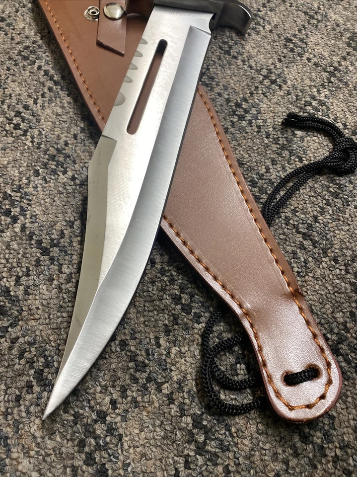 16» охотничий нож Рэмбо стиль с кожаными ножнами нож Боуи подарок. EDC - Изображение 4 из 4