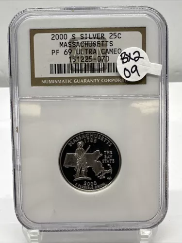 2000 S Silver 25c Massachusetts NGC PR 69 Ultra Cameo Quarter  (Bx2-09)