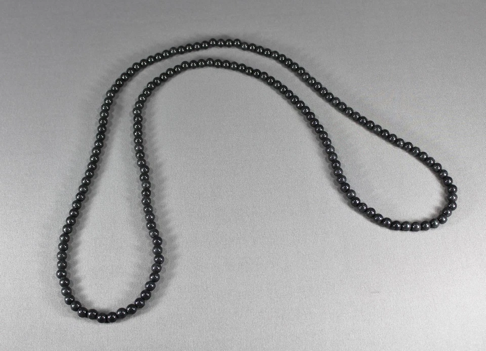Черный супер очень длинный бусина 44» ожерелье бисером надежном двойной вид - Изображение 4 из 4