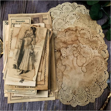 Vintage Junk Journal Supplies, Coffee Dyed Decoupage Paper for Scrapbook Embelli