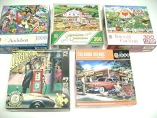 5 Master Piece Puzzles, BIRDS, SPRING GATHERING, USED CARS, DESTINY HIGHWAY