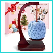 Yarn Holder for Crocheting and Knitting, Wooden Yarn Spinner with Magnetic Ro...