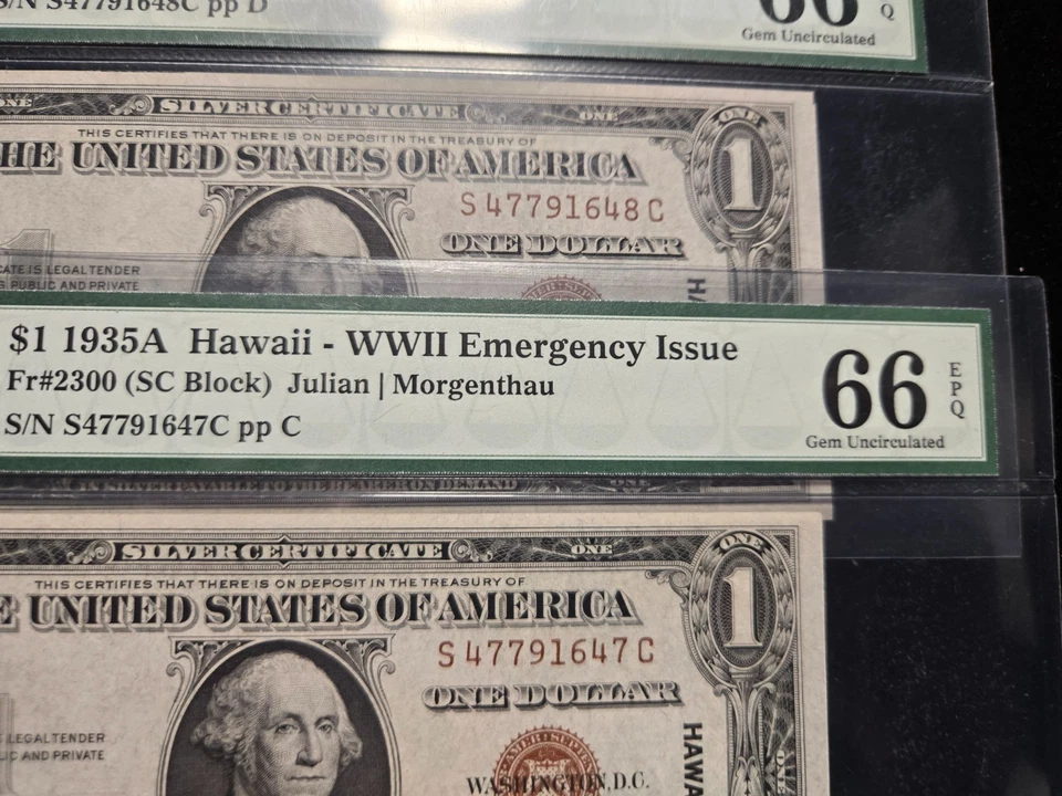 Pair of CONSECUTIVE $1 1935A Hawaii Emergency Issues PMG 66 EPQ (Z-0901) - Image 3 of 4