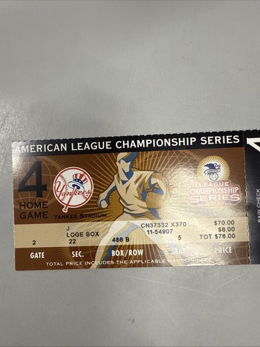 2003 ALCS Spiel 7 VOLLSTÄNDIGES Ticket Aaron Boone Walk-Off Homer Yankees Red Sox STUB - Bild 5 von 9