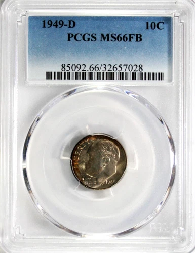 1949-D Roosevelt Dime PCGS MS66 FB #GA6-28 "90% Silver"