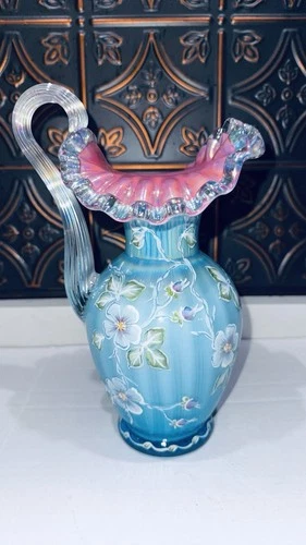 RARE Stunning Fenton Connoisseur Victorian Pitcher  HP Marilyn Wagner #114/490