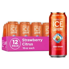 New Sparkling Ice® Caffeine Strawberry Citrus, 16 Fl Oz Can, 12 Count