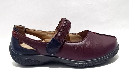 Hotter Shake Shoes Size 4 UK EEE Extra Wide Fit New Burgundy Leather Flats - Picture 3 of 6