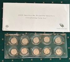 2018 P&D America The Beautiful Quarters Circulating Coin Set 10 Coins