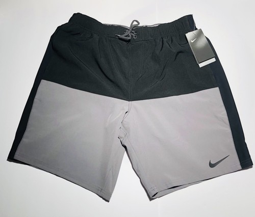 Nike Repel Men’s Black & Gray Lined Training Gym Shorts Logo Size Large New