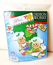 Design Works Felt Sequins Christmas Stocking Gingerbread Men Bakers 18 Inch