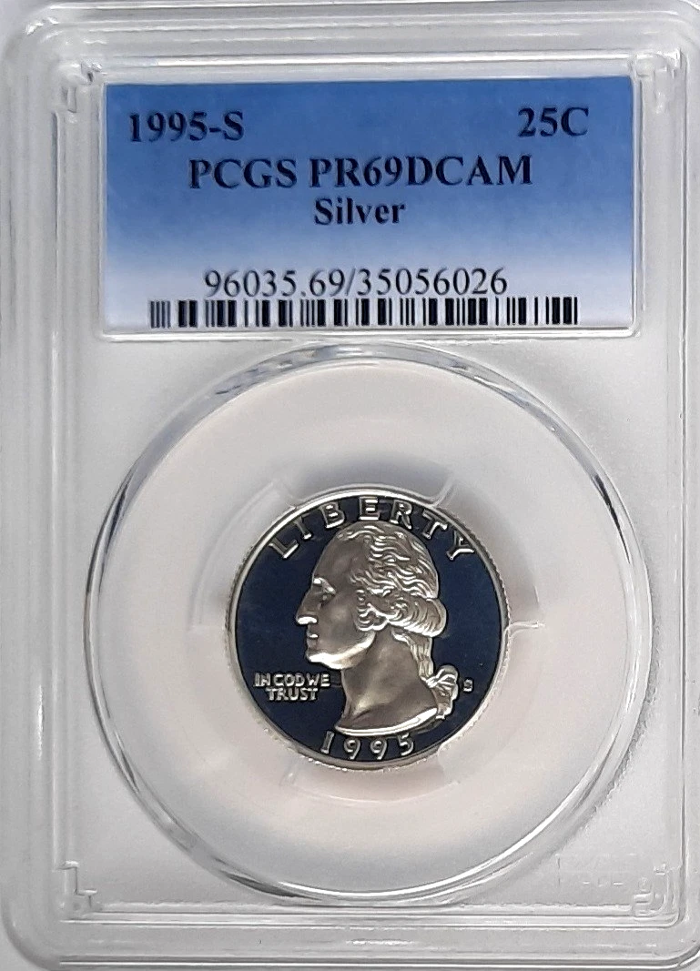 PCGS Certified PR 69 Graded 1995 Washington Quarters (1932-1998