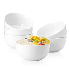 20 Oz Porcelain Bowls Set of 6 - Durable for Cereal, Soup, Rice, Pasta, Salad...