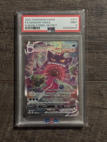 2021 Pokemon SWORD & SHIELD Fusion Strike SECRET #271 Full Art GENGAR VMAX PSA 9