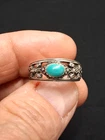 VINTAGE 1970'S NATIVE STERLING SILVER AND BLUE TURQUOISE STONE SIZE 8 RING