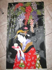 Michael Miller Cotton Fabric Quilt Panel - Oriental Geisha Garden