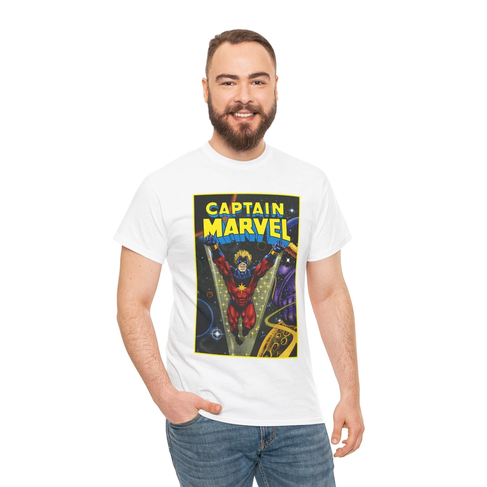 Captain Marvel T-Shirt - Jim Starlin Art - Mar-Vell - Thanos - Marvel Comics