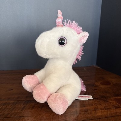 Aurora Sparkle Tales 8  White & Pink Unicorn Plush Stuffed Toy