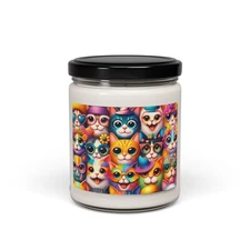 Whimsical Cat Scented Candle, Fun Gift for Cat Lovers, Aromatherapy, Home Decor,