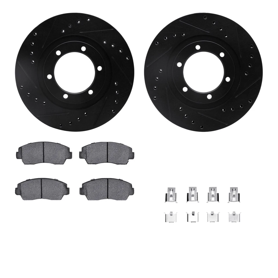 For Mazda B2600 90-93 Drilled & Slotted Front Brake Kit w Optimum Pads - Image 2 of 3