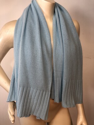 Malo fabulous baby blue knit Cashmere tube Scarf One size Italy