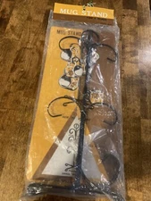 Vintage Metal Mug Stand 6 Mug MCM Black Display New Old Stock  Made In Japan 