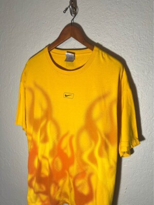 Vintage 2000s Nike Men Shirt XL Yellow Air Bakin Flames Center