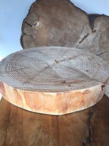 Wooden Wedding cake stand with out bark centrepiece log 14/" Rustic Log slice