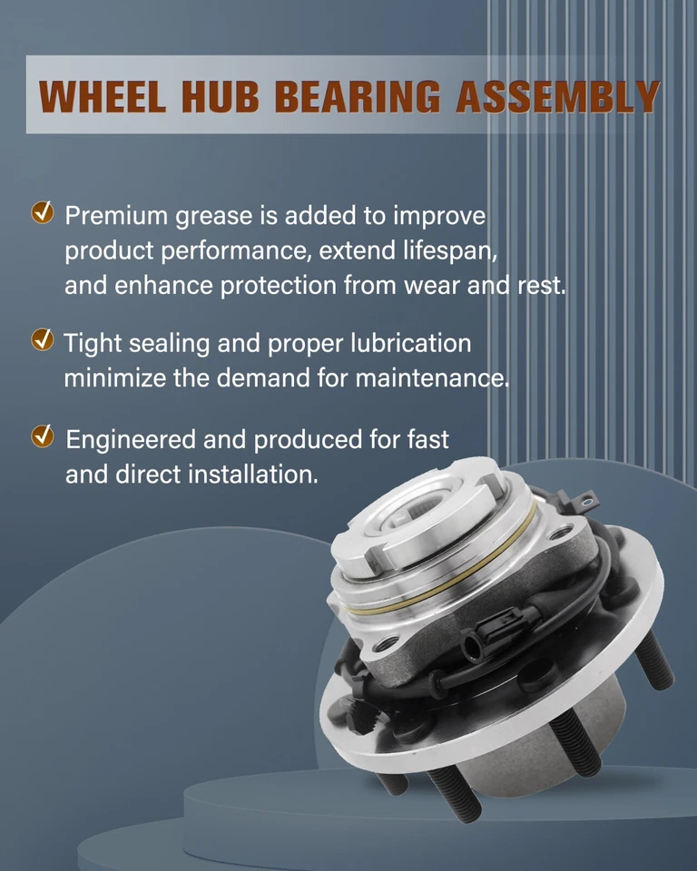 Pair 4WD DRW Front Wheel Hub Bearing For 1999-2004 Ford F-250 F-350 Super Duty Foto 2 de 4