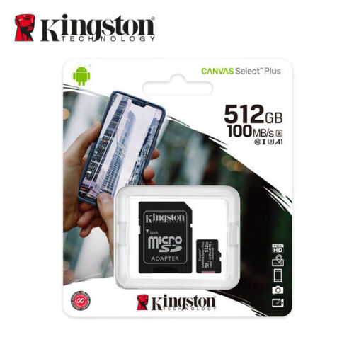 Kingston 512GB MicroSD SDXC Class10 C10 U1 A1 Memory Card TF 100MBs with Adapter - Picture 1 of 4