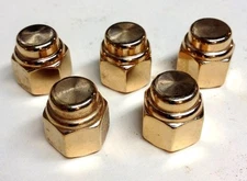 5 GOLD 24K  GOLD FLAT TOP HAT  CAP NUTS 3/8"-24 chopper bobber cafe harley