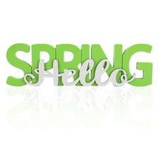 Wooden Hello Spring Sign, Spring Decorations for Home, Office, Shelf, Mantel,...