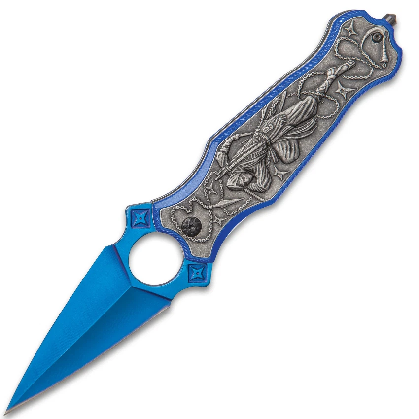 BLUE MIDNIGHT NINJA ASSISTED OPENING POCKET KNIFE 8.5 inch SPEAR POINT BLADE NEW - Imagem 4 de 4