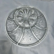 MCM Deviled Egg Relish Vegetable Platter INDIANA GLASS Pebble Leaf Tree of Life