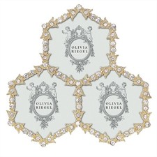 OLIVIA RIEGEL GOLD LUXEMBOURG 2.5" TRIPLE PHOTO FRAME RT4206.NEW IN BOX.