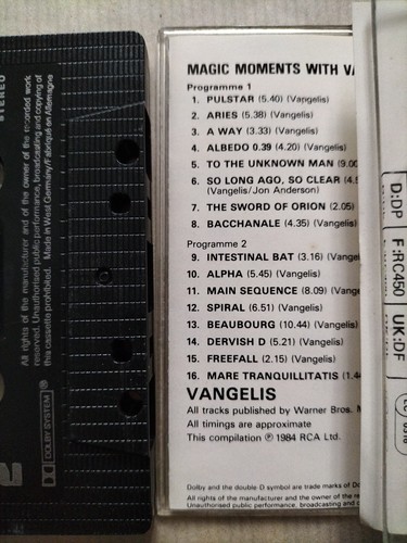 Magic Moments With Vangelis original 1988 RCA Cassette - Picture 3 of 4