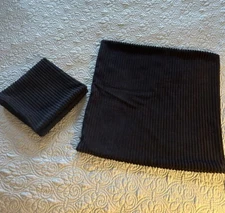 Throw Pillow Covers Corduroy Boho Black 22” Sq. Zippered Plush Set Of 2