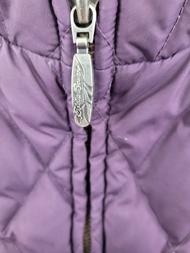 Eddie Bauer Premium Goose Down Womans Purple Embroidered Vest NWOT Size Medium - Picture 6 of 8