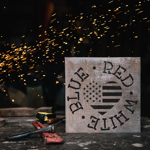 Red White And Blue American Flag Heart Stencil - Picture 3 of 5