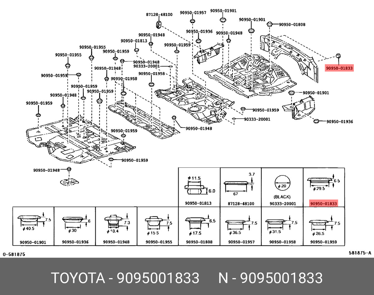 Genuine OE cork plastic, 9095001833 for TOYOTA 90950-01833 | eBay 