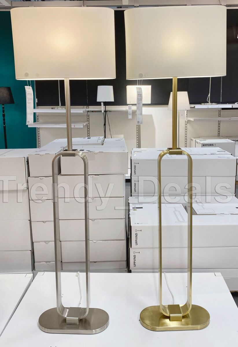 Ikea UPPVIND Floor Lamp Modern, Brass Plated/White 59 Ikea UPPVIND Floor Lamp Modern, Brass Plated/White 59