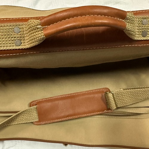 Eddie Bauer Edition Ford Khaki Canvas & Leather Garment Bag Luggage Travel Bag - Picture 9 of 12