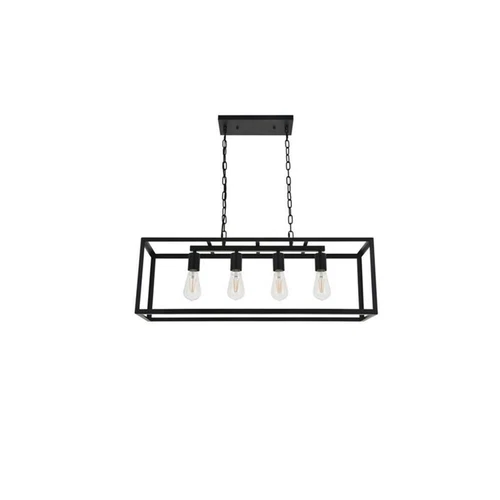 Living District Resolute 4-Light Mid-Century Metal Pendant in Black - Picture 6 of 7