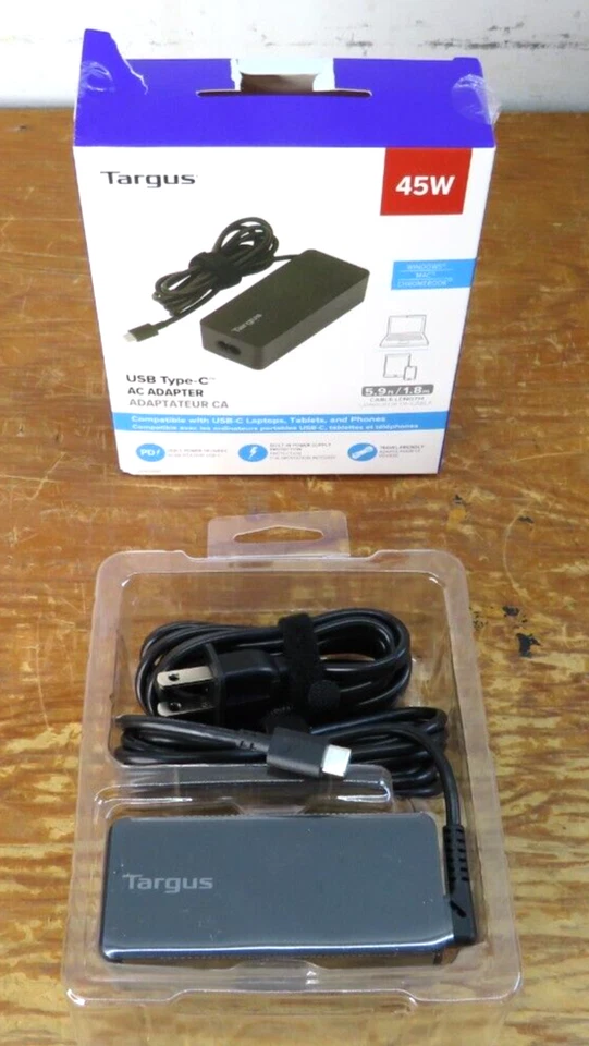 Cargador USB-C Targus 45W adaptador de CA para teléfono portátil Foto 2 de 4