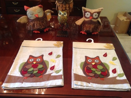 NWT Designer OWL Placemats & Table Runner by Harvest Home for Fall Thanksgiving - Picture 6 of 7