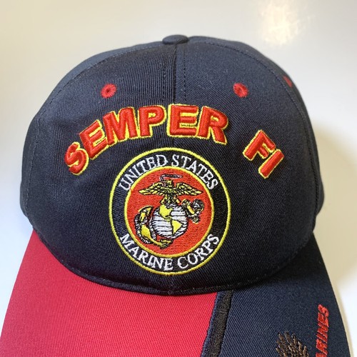 Semper Fi United States Marine Corps Strap Hat Made In USA - Black Red Eagle - Picture 6 of 9