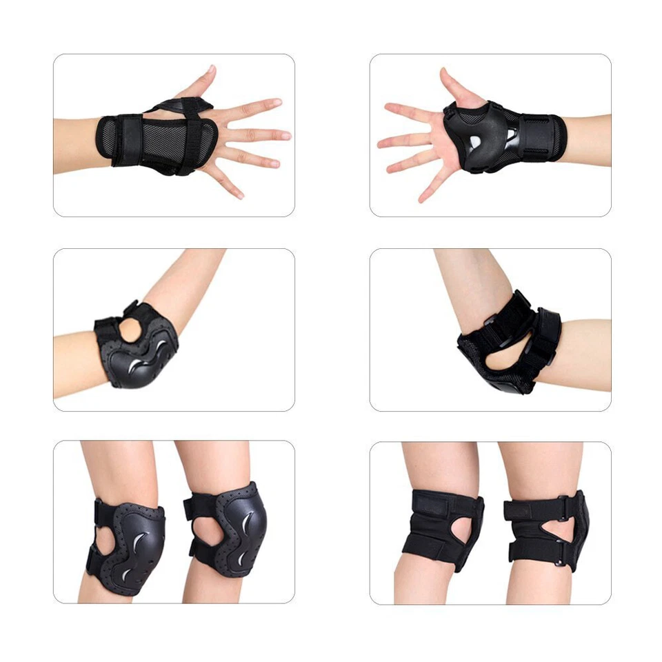 6Pcs SML Skating Protective Gear Sets Elbow Knee Pads Bike Skateboard Adult Kid - Image 4 of 4