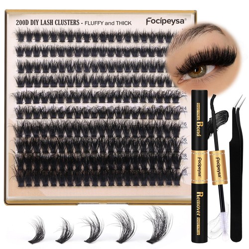 Focipeysa Lash Extension Kit Thick Eyelash Extension Kit 10-18mm Fluffy Lash ... - Picture 7 of 8