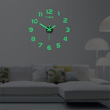 Hágalo usted mismo Adhesivo Reloj de Pared Luminoso Silencioso Sin Marco Digital Oficina Hogar Moderno Habitación